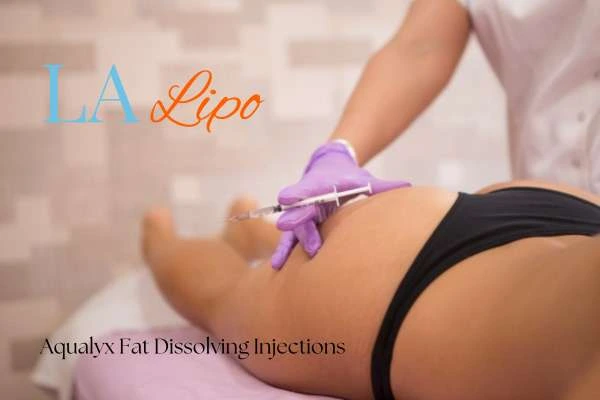 Woman having fat dissolving injections Barnes on thighs