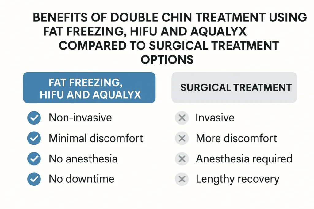 Graphic about the benefits of double chin treatment Barnes - from LA LIPO