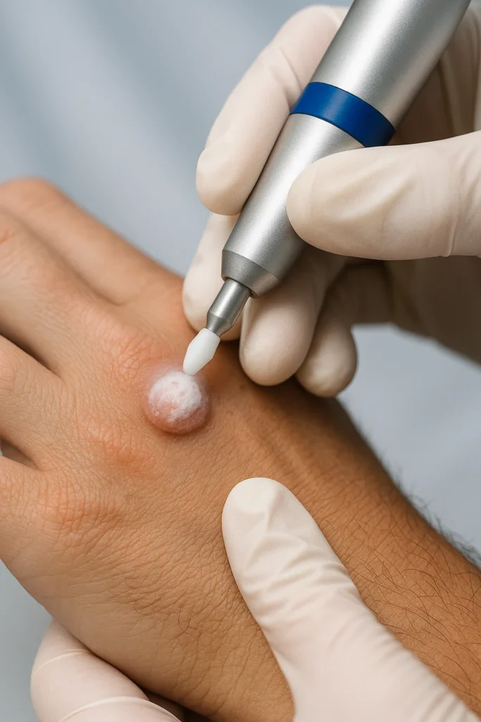 example of wart removal Barnes using cryopen